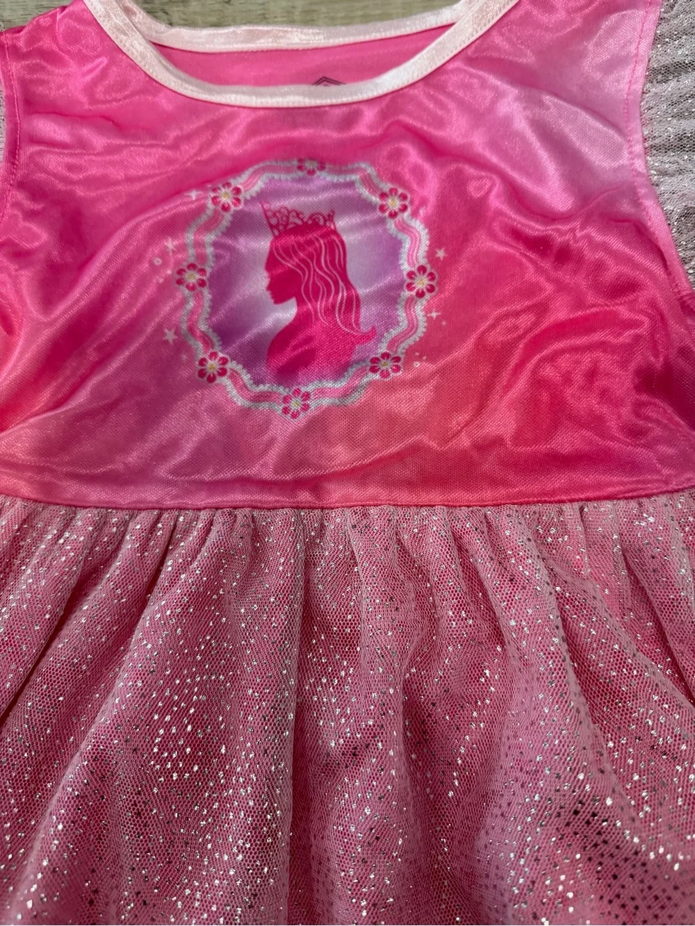 Wicked Glinda Pink Sparkle Ruffle Princess Long Nightgown Costume Dress-Up 6